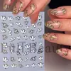 Pegatinas de Arte para Uñas Transfronterizas Full Beauty Flores Blancas Pequeñas Doradas y Plateadas con Estampado y Contorno Dorado Flor de Tres Pétalos Pegatinas de Arte para Uñas