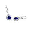 Pendientes Azules de Diamante de Lujo Ligero de Gama Alta Estilo Vintage Europeo y Americano con Diseño Retro y Temperamento Único