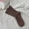 Calcetines para Mujer de Otoño e Invierno de Caña Media Calcetines Suaves Cerosos Cálidos de Lana estilo marrón Retro Calcetines Apilados Algodón Calcetines Estilo Maillard