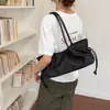 Bolsa Tote de Nylon Simples Super Popular Moda Estilo Preguiçoso Design de Cordão Versátil para o Dia a Dia Bolsa de Ombro Único