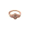 Anillo de Trébol de Cuatro Hojas Rosa Flor de Cerezo para Mujer Diseño de Nicho Ins Zirconia Epoxi Anillo Elegante Lujo Accesible Joyería de Mano de Gama Alta