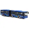 Ônibus de Dois Andares Azul em Liga de Metal na Escala 124 com Luzes e Puxar para Trás