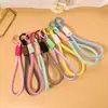 Cordón corto tejido bicolor para tarjetas de identificación, llavero, accesorio universal estilo dopamina, paracord hecho a mano DIY