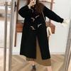 Casaco de Lã Preto Estilo Japonês com Botões de Chifre para Mulheres, Novo Estilo Outono e Inverno 2026, Jaqueta de Lã Grossa Estilo College Petite