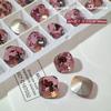 Popular en línea popular rosa seco K9 taladro de uñas súper brillante púrpura puntiagudo diamante con forma especial Corazón Torcido caramelo de roca pegado de uñas Diamante