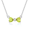 Collar de Plata de Ley S925 Mariposa para Mujer, Cadena Clavicular Romántica de Corazón Doble con Piedras Preciosas de Colores y Cristal, Regalo Romántico para Novia, Joyería de Plata al por Mayor