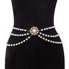 Cadena de Cintura para Mujer, Cinturón Metálico de Girasol, Cadena Corporal, Accesorio de Cintura Ajustable para Vestido Transfronterizo Europeo y Americano, Cadena de Cintura de Perlas