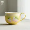 Mo Ji Moranguinho Caneca e Pires de Cerâmica Pintados à Mão Fresco e Leve Luxo Casa Escritório Recepção Exquisita Xícara de Chá Xícara