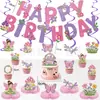 Decoración de Cumpleaños Tema Sueño Dulce Banderín de Tirar Estilo Cuento de Hadas Banderín de Letras Decoraciones Colgantes en Espiral Adornos para Topper de Pastel