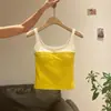 Camisola de Bloques de Color de Moda para Mujer Otoño Nuevo Ajuste Delgado Sin Mangas Crop Top
