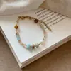 Colar de Pérolas de Água Doce em Vidro Colorido Pedra Shoushan Estilo Étnico de Nicho Corrente para Clavícula Retrô Acessórios Dopamina com Contas