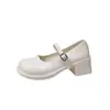 Sapatos Mary Jane de salto grosso feminino 2026 novo estilo primavera outono versátil preto decote baixo estilo universitário com saias sapatos de couro pequenos jk japonês