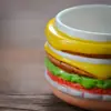 Taza de hamburguesa con tapa taza de cerámica de aspecto elegante Taza de agua para el hogar y la oficina taza personalizada para leche desayuno taza de café