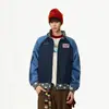 Chaqueta Retro Americana con Cuello Alto de Estrella para Hombre y Mujer Otoño Tendencia Marca Bloque de Color Casual Cárdigan Chaqueta Corta de Pareja Top