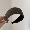 Diadema de lunares negros y grises de ala ancha para mujer, Diadema de estilo retro, Pasador de estilo coreano, Accesorio para el cabello que no tira del cabello