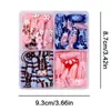 Uñas postizas de estilo europeo y americano de 96 piezas con lunares y rayas de colores contrastantes, piezas de uñas de forma almendrada de longitud media-larga, parches de uñas de moda francesa