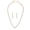 Pendientes de Borla Simples de Circonio Cuadrado Ins Cuadrado Europeo y Americano Collar en Forma de V Joyería Joyería Suministro Transfronterizo Conjunto de Joyería para Novia