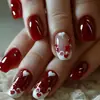 Adesivos para Unhas Quadrados de Comprimento Médio para o Dia dos Namorados, Adesivos de Unhas da Moda Europeia e Americana, Unhas Usáveis Removíveis, 24 Peças