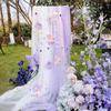 Decoración de Arco de Boda Dopamina Arreglo de Velos de Colores Arreglo de Boda al Aire Libre Jardín Mori Monet Hilo Suizo