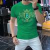 Marca de Moda Trendy de Estación Europea Camiseta de Manga Corta con Cuello Redondo para Hombre Guapo con Diamantes Calientes Casual Versátil Nuevo Casual de Moda