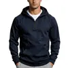 Sudadera transfronteriza para hombre, top de manga larga con forro polar para exteriores europeo y americano, sudadera con capucha y media cremallera de color liso resistente para otoño e invierno