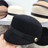Boina de Lana Negra Estilo Pato para Mujer Invierno Elegante Celebridad Socialite Uso en Línea Estilo Francés Gorra Pequeña Japonesa de Equitación