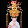 Estatua Divina de Anciana Negra Hu Sanyei Taonai Corona de Fénix Abuela de Taishan Niangniang Guanyin Estatua de Buda Tocado Corona de Cabeza Sombrero