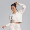 Jaqueta Esportiva de Veludo Grossa Outono e Inverno Feminina Solta Curta para Exterior Corrida Casual Fitness Yoga Jaqueta Top