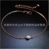 Joias de Aço Titânio Japonesas e Coreanas Não Desbotam, Tornozeleira Simples Feminina Banhada a Ouro Rosa 18K Aço Inoxidável com Diamante Único, Fashion