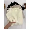 Camisa básica exquisita estilo francés estilo miu con dobladillo fruncido para mujer, suéter interior de cuello medio alto para otoño e invierno, top de punto de manga larga