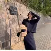 Tienda Insignia Shanghai Dan Nong/Tejido Suave Traje 100% Lana Conjunto de Dos Piezas de Top de Punto y Falda para Mujer