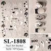 Nuevas pegatinas para decoración de uñas con temática de Halloween, con pequeños fantasmas y telarañas, perfectas para decoración de teléfono DIY y aplicación impermeable.