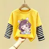 Camiseta de manga larga de algodón puro para niñas, camiseta básica moderna y versátil, top interior elegante para niñas, ropa de otoño para bebés y niños pequeños
