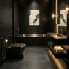 Azulejos antiguos negro mate 800x800 arenisca texturizada antideslizante para cocina y baño, pared y suelo de restaurante
