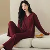 Pijama de Primavera y Otoño Estilo Otoño para Mujer Set de Algodón Puro Manga Larga 2025 Nuevo Cardigan Kimono Ropa de Casa Cómoda Sensación de Alta Gama