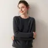 Suéter de Cachemira de Cuello Redondo para Mujer Otoño/Invierno 2025 Manga Raglán Cálido Cómodo Jersey Punto Suelto Grueso Base