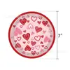 Nova Decoração de Festa Tema Amor Vermelho Dia dos Namorados Arranjo Prato de Papel Guardanapo de Papel Utensílios de Mesa Conjunto de Utensílios de Mesa