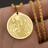Colar com Pingente Redondo Retrato Vintage Amuletos da Deusa da Vitória da Mitologia Grega de Aço Inoxidável Transfronteiriço Atacado