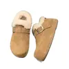 Zapatos Birkenstock para Mujer Invierno 2025, Forrados de Felpa, Cobertura Total, con Hebilla Metálica, Zapatos de Algodón Peludos, Gamuza Vintage, Cálidos para Uso en Exteriores