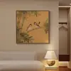 Pintura Decorativa para Sala de Estar Estilo Canción, Pintura de Flores y Pájaros, Pintura para Colgar en el Vestíbulo, Pintura de Pared para Pasillo Estilo Chino Francés Retro