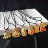 Colgante Cabeza de Buda Dorado Arena Anti-Vietnamita Collar de Oro Método Antiguo Joyería al por Mayor para Mujer Candado Ping An Xiangyun Colgante Sencillo para Pareja