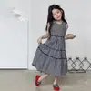 Vestido sin mangas a cuadros Aimo Beibei para Niñas, Estilo Coreano Suave Retro a Cuadros Vestido Camiseta en Capas