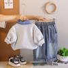 Ropa para Niños 2025 Estilo Primavera y Otoño Conjunto Infantil Versión Coreana Sudadera de Perro Salchicha Animal Conjunto de Dos Piezas Manga Larga Moderno y a la Moda