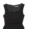 Comercio Exterior Ropa de Mujer 2026 Primavera Nueva Moda Estilo Europeo y Americano Vestido de Cuello en U Cintura Fruncida para Ceñir 760056 Blanco