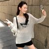 Blusa Tencel Manga Longa Camiseta para Mulheres, Estilo Retrô Americano com Estampa de Cachorro, Proteção Solar de Verão, Blusa Top Solta e Versátil para Mulheres