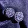 Brincos de pino redondos de zircônia branca leves e luxuosos, joias pequenas, atacado, moda europeia e americana, brincos de diamante simples e brilhantes para mulheres