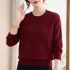 Estilo Nuevo Primavera y Otoño Ropa para Madres de Mediana Edad y Mayores Favorecedor Versátil Elegante Suéter Ropa de Punto Casual para Mujer Top de Capa Base