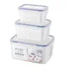 Cesta de drenaje de doble capa caja para mantener la frescura artículos de cocina microondas congelador caja sellada caja de plástico para mantener la frescura refrigerador almacenamiento de frutas
