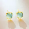 Doce Zodiaco CaballoChapado en Oro Aguja de Plata 925 Pendientes de Jade Natural, Diseño de Nicho, Pendientes de Tachuela de Caballo Lindos y Adorables