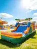 Castillo Hinchable Combinado con Tobogán para Exteriores Infantil, Casa de Juegos de PVC Engrosado, Juguete de Parque Acuático, Piscina de Agua, Tobogán de Agua